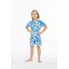 imageMatchable Family Hawaiian Luau Men Women Girl Boy Clothes in Classic Vintage Hibiscus BlueBoy Short Sleeve