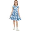 imageMatchable Family Hawaiian Luau Men Women Girl Boy Clothes in Classic Vintage Hibiscus BlueGirl Collar Shirt Dress