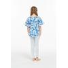 imageMatchable Family Hawaiian Luau Men Women Girl Boy Clothes in Classic Vintage Hibiscus BlueGirl Poncho Top