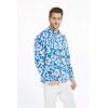 imageMatchable Family Hawaiian Luau Men Women Girl Boy Clothes in Classic Vintage Hibiscus BlueMen Long Sleeve
