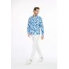 imageMatchable Family Hawaiian Luau Men Women Girl Boy Clothes in Classic Vintage Hibiscus BlueMen Long Sleeve