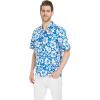 imageMatchable Family Hawaiian Luau Men Women Girl Boy Clothes in Classic Vintage Hibiscus BlueMen Short Sleeve