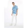 imageMatchable Family Hawaiian Luau Men Women Girl Boy Clothes in Classic Vintage Hibiscus BlueMen Short Sleeve