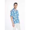 imageMatchable Family Hawaiian Luau Men Women Girl Boy Clothes in Classic Vintage Hibiscus BlueMen Short Sleeve