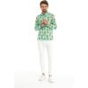 imageMatchable Family Hawaiian Luau Men Women Girl Boy Clothes in Pineapple Skull TurquoiseMen Long Sleeve