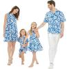 imageMatchable Family Hawaiian Luau Men Women Girl Boy Clothes in Classic Vintage Hibiscus BlueBoy Short Sleeve