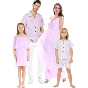 imageMatchable Family Hawaiian Wedding Beach Solid Color Men Women Girl Boy Clothes in Lavender PastelBoy Short Sleeve