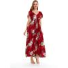 imageMatchable Family Hawaiian Luau Men Women Girl Boy Clothes in Pineapple Garden BurgundyWomen Maxi Rahee