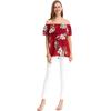 imageMatchable Family Hawaiian Luau Men Women Girl Boy Clothes in Pineapple Garden BurgundyWomen Offshoulder Ruffle Top