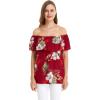 imageMatchable Family Hawaiian Luau Men Women Girl Boy Clothes in Pineapple Garden BurgundyWomen Offshoulder Ruffle Top