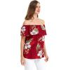 imageMatchable Family Hawaiian Luau Men Women Girl Boy Clothes in Pineapple Garden BurgundyWomen Offshoulder Ruffle Top