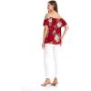 imageMatchable Family Hawaiian Luau Men Women Girl Boy Clothes in Pineapple Garden BurgundyWomen Offshoulder Ruffle Top