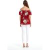 imageMatchable Family Hawaiian Luau Men Women Girl Boy Clothes in Pineapple Garden BurgundyWomen Offshoulder Ruffle Top