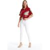 imageMatchable Family Hawaiian Luau Men Women Girl Boy Clothes in Pineapple Garden BurgundyWomen Tie Front Shirt