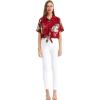 imageMatchable Family Hawaiian Luau Men Women Girl Boy Clothes in Pineapple Garden BurgundyWomen Tie Front Shirt