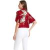 imageMatchable Family Hawaiian Luau Men Women Girl Boy Clothes in Pineapple Garden BurgundyWomen Tie Front Shirt