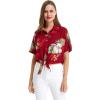 imageMatchable Family Hawaiian Luau Men Women Girl Boy Clothes in Pineapple Garden BurgundyWomen Tie Front Shirt