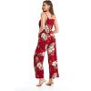 imageMatchable Family Hawaiian Luau Men Women Girl Boy Clothes in Pineapple Garden BurgundyWomen V Neck Jumpsuit
