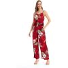 imageMatchable Family Hawaiian Luau Men Women Girl Boy Clothes in Pineapple Garden BurgundyWomen V Neck Jumpsuit