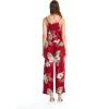 imageMatchable Family Hawaiian Luau Men Women Girl Boy Clothes in Pineapple Garden BurgundyWomen V Neck Jumpsuit