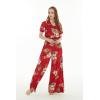 imageMatchable Family Hawaiian Luau Men Women Girl Boy Clothes in Pineapple Garden BurgundyWomen Wide Legged With Pockets Jumpsuit