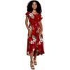 imageMatchable Family Hawaiian Luau Men Women Girl Boy Clothes in Pineapple Garden BurgundyWomen Wrap Ruffle