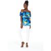 imageMatchable Family Hawaiian Luau Men Women Girl Boy Clothes in Sunset BlueWomen Offshoulder Ruffle Top