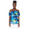 imageMatchable Family Hawaiian Luau Men Women Girl Boy Clothes in Sunset BlueWomen Offshoulder Ruffle Top