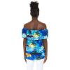 imageMatchable Family Hawaiian Luau Men Women Girl Boy Clothes in Sunset BlueWomen Offshoulder Ruffle Top