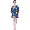 imageMatchable Family Hawaiian Luau Men Women Girl Boy Clothes in Sunset BlueWomen Short Poncho