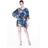 imageMatchable Family Hawaiian Luau Men Women Girl Boy Clothes in Sunset BlueWomen Short Poncho