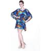 imageMatchable Family Hawaiian Luau Men Women Girl Boy Clothes in Sunset BlueWomen Short Poncho