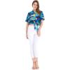 imageMatchable Family Hawaiian Luau Men Women Girl Boy Clothes in Sunset BlueWomen Tie Front Shirt