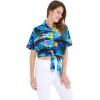 imageMatchable Family Hawaiian Luau Men Women Girl Boy Clothes in Sunset BlueWomen Tie Front Shirt