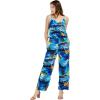 imageMatchable Family Hawaiian Luau Men Women Girl Boy Clothes in Sunset BlueWomen V Neck Jumpsuit