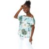 imageMatchable Family Hawaiian Luau Men Women Girl Boy Clothes in Wispy Cereus Light BlueWomen Offshoulder Ruffle Top