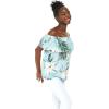 imageMatchable Family Hawaiian Luau Men Women Girl Boy Clothes in Wispy Cereus Light BlueWomen Offshoulder Ruffle Top