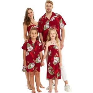 imageMatchable Family Hawaiian Luau Men Women Girl Boy Clothes in Pineapple Garden BurgundyWomen Wide Legged With Pockets Jumpsuit