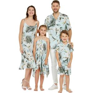 imageMatchable Family Hawaiian Luau Men Women Girl Boy Clothes in Wispy Cereus Light BlueGirl Halter