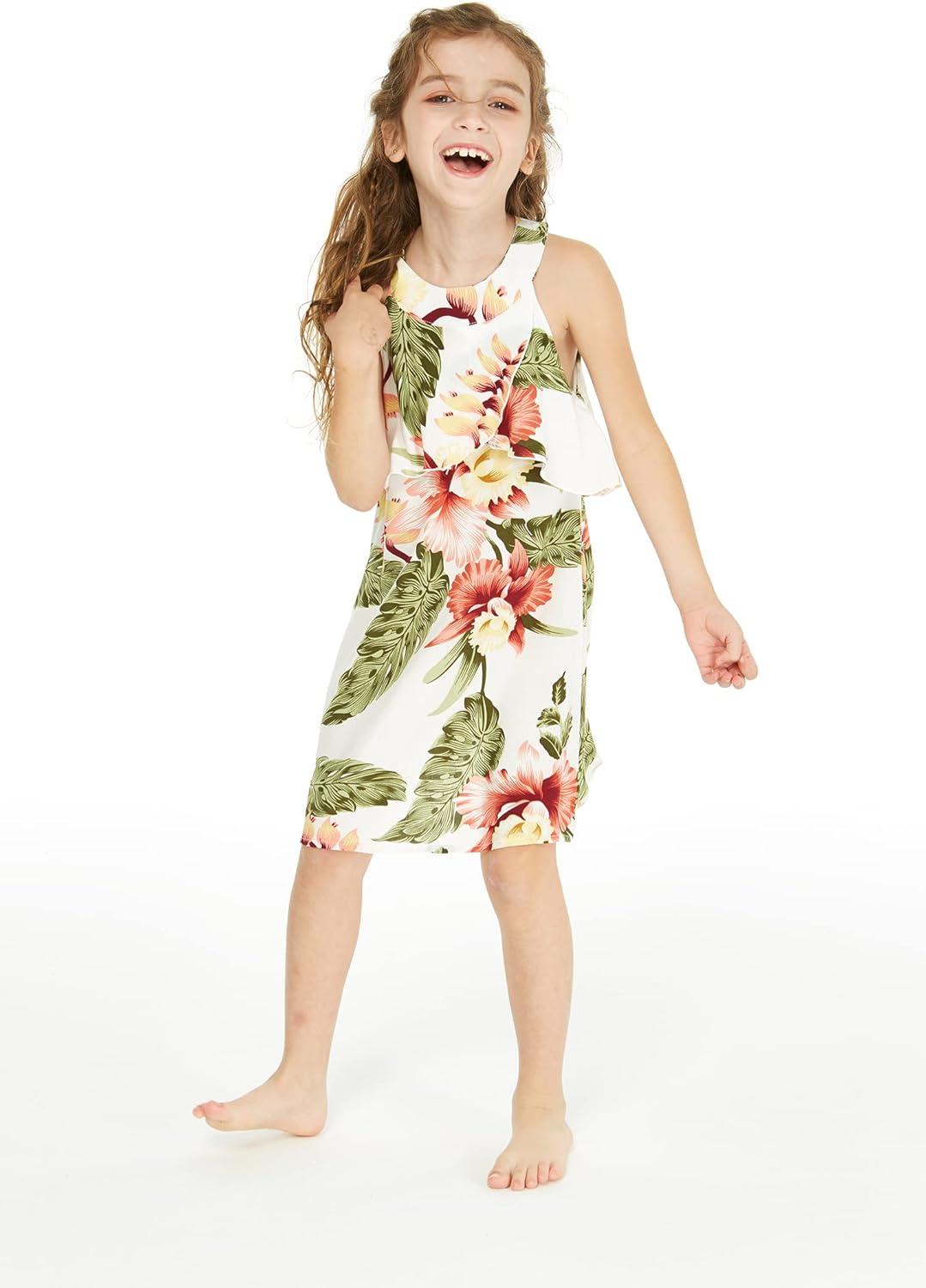 imageMatchable Family Hawaiian Luau Men Women Girl Boy Clothes in Cream RafelsiaGirl Ruffle Tank