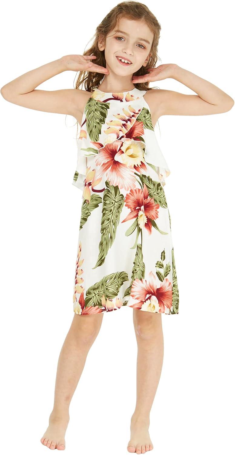 imageMatchable Family Hawaiian Luau Men Women Girl Boy Clothes in Cream RafelsiaGirl Ruffle Tank