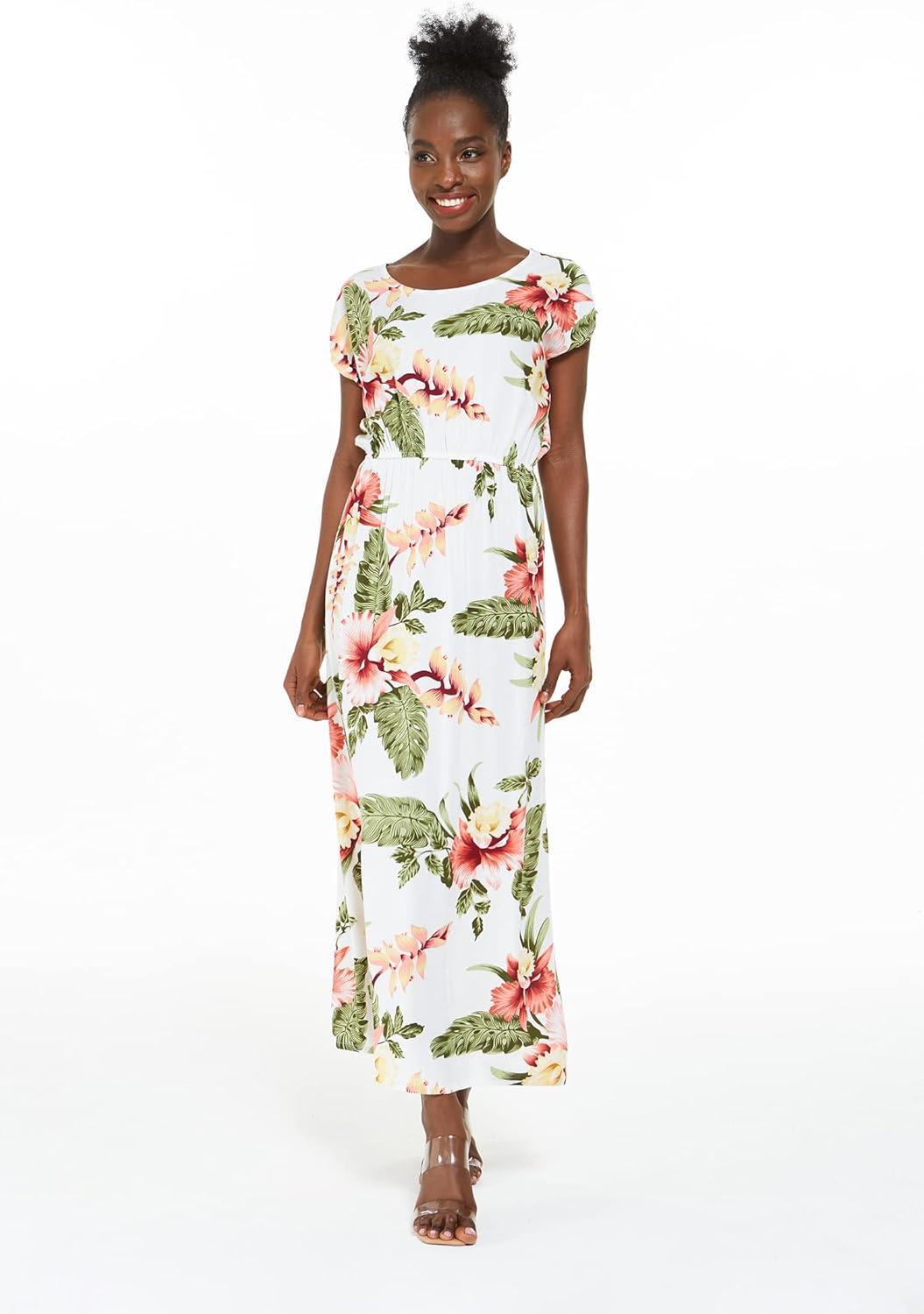 imageMatchable Family Hawaiian Luau Men Women Girl Boy Clothes in Cream RafelsiaWomen Cap Sleeve