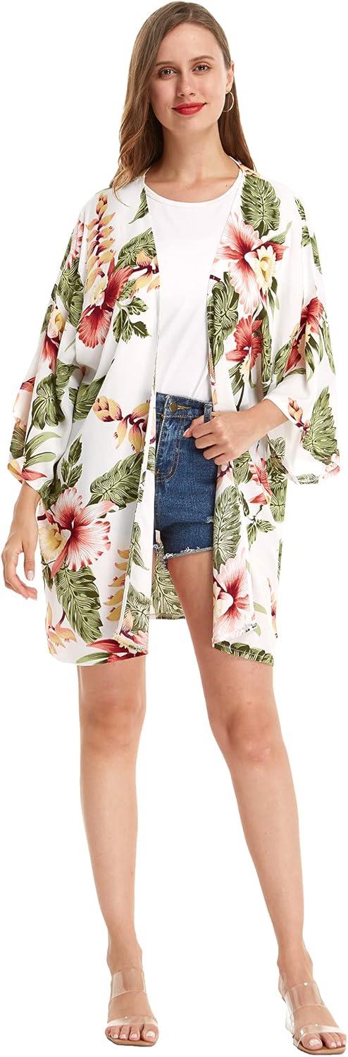 imageMatchable Family Hawaiian Luau Men Women Girl Boy Clothes in Cream RafelsiaWomen Kimono Cardigan