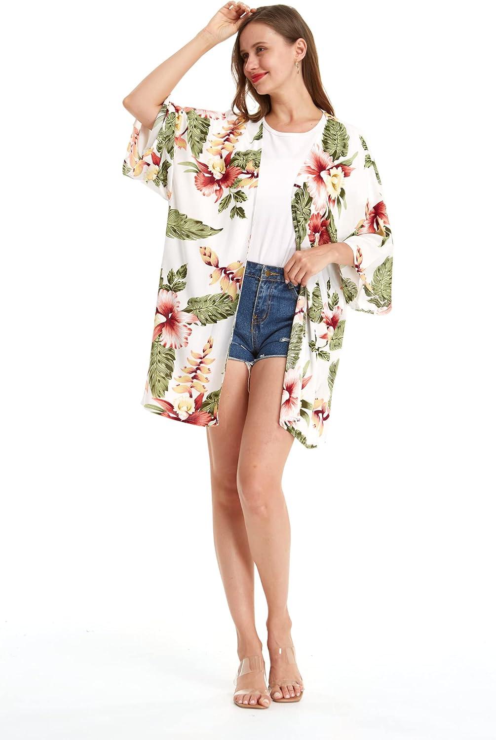 imageMatchable Family Hawaiian Luau Men Women Girl Boy Clothes in Cream RafelsiaWomen Kimono Cardigan