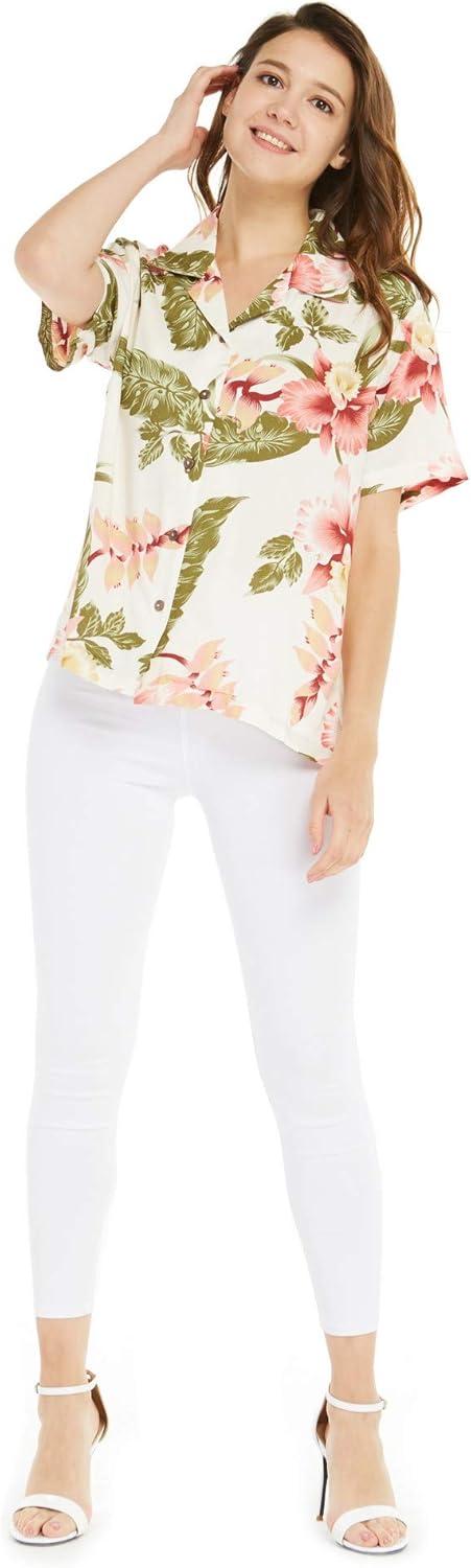 imageMatchable Family Hawaiian Luau Men Women Girl Boy Clothes in Cream RafelsiaWomen Lady Aloha Shirt