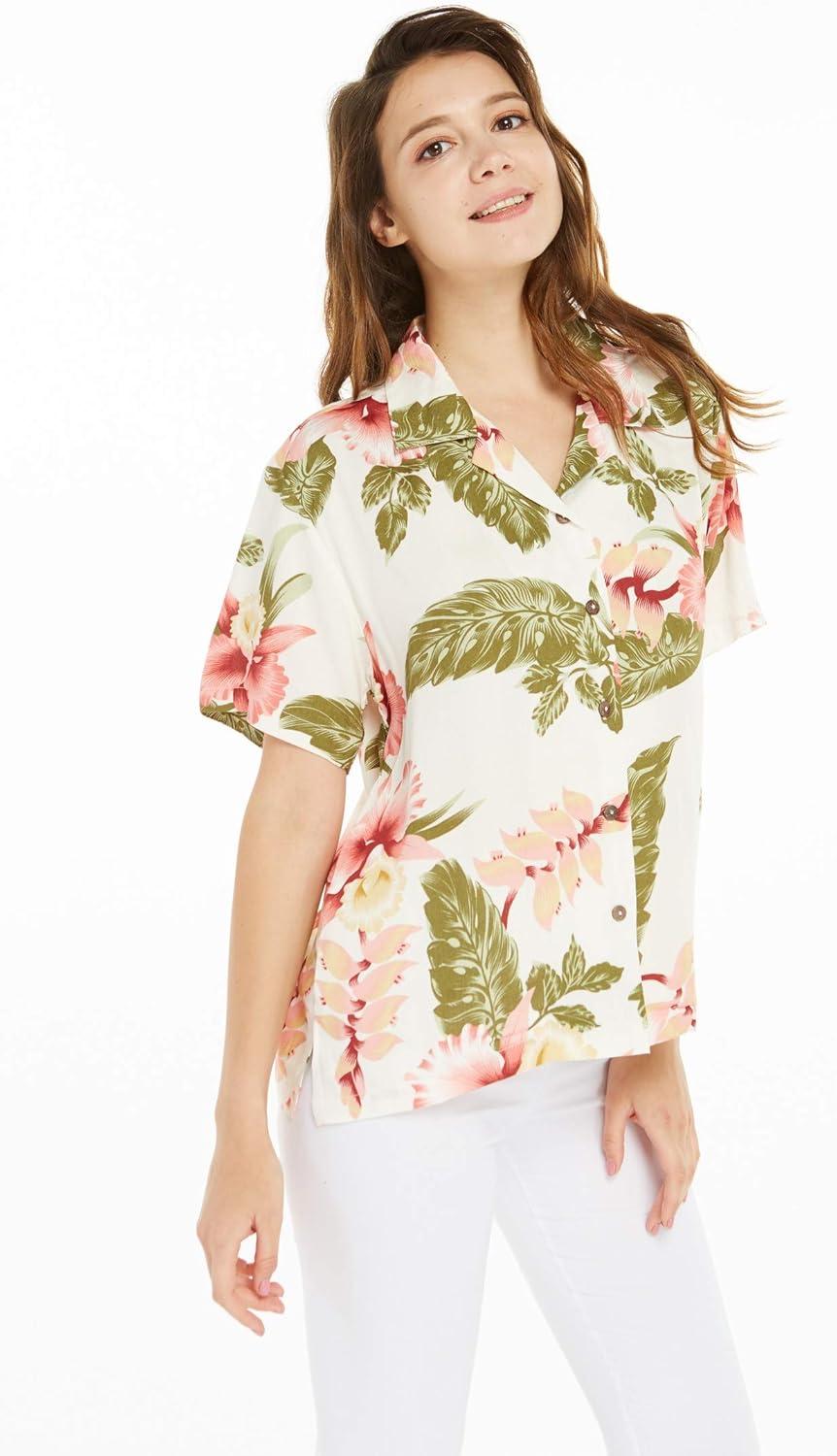 imageMatchable Family Hawaiian Luau Men Women Girl Boy Clothes in Cream RafelsiaWomen Lady Aloha Shirt