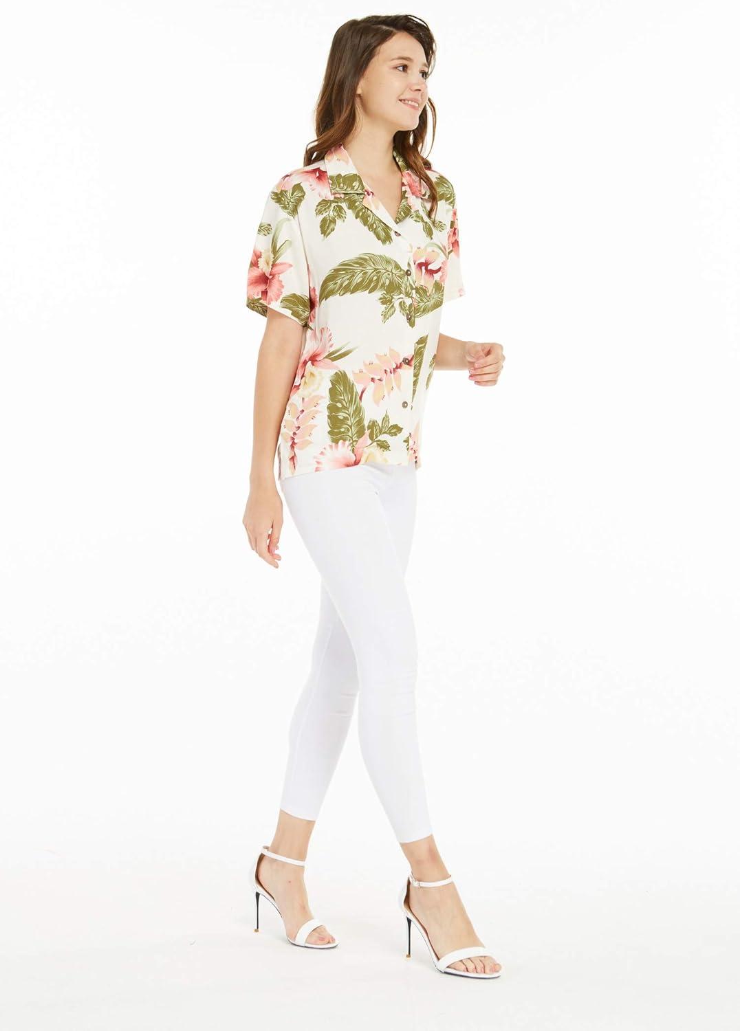 imageMatchable Family Hawaiian Luau Men Women Girl Boy Clothes in Cream RafelsiaWomen Lady Aloha Shirt