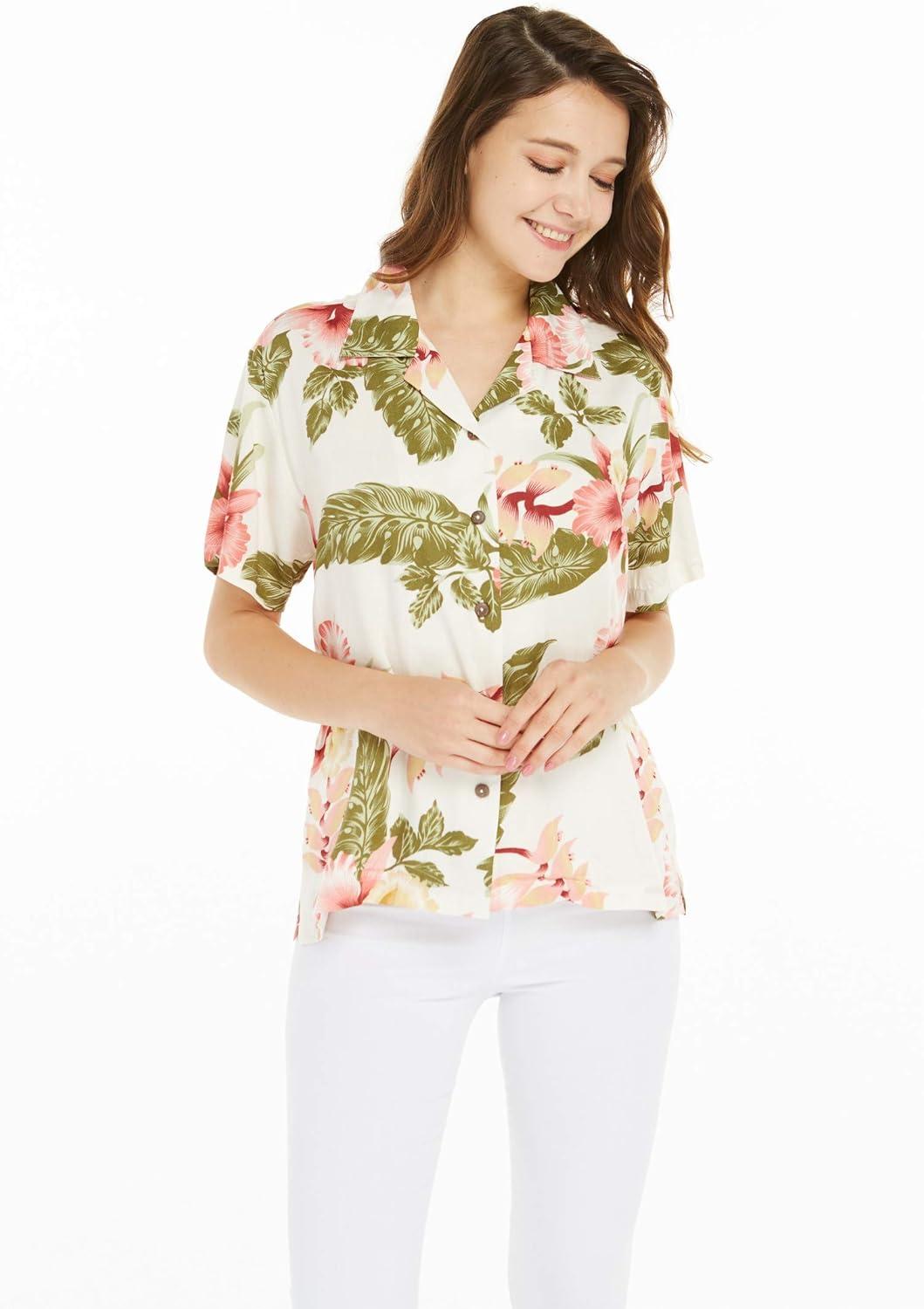 imageMatchable Family Hawaiian Luau Men Women Girl Boy Clothes in Cream RafelsiaWomen Lady Aloha Shirt