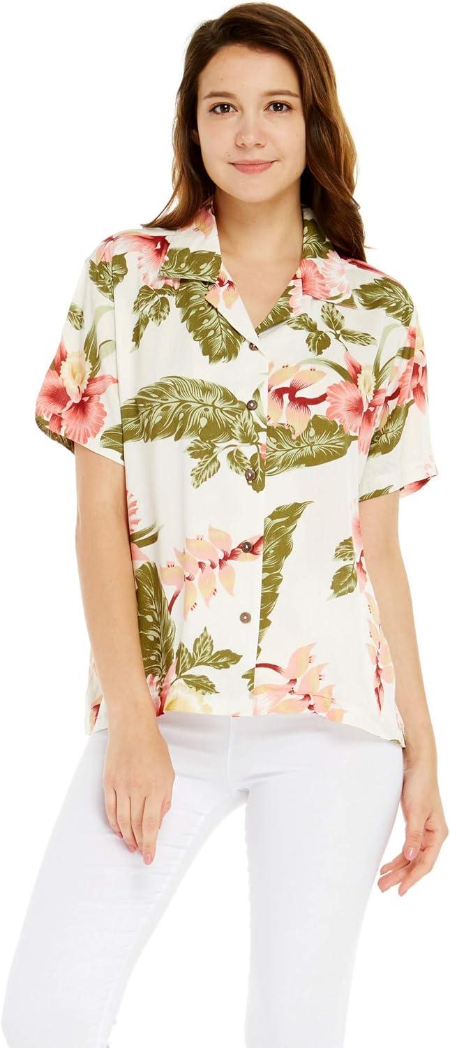 imageMatchable Family Hawaiian Luau Men Women Girl Boy Clothes in Cream RafelsiaWomen Lady Aloha Shirt