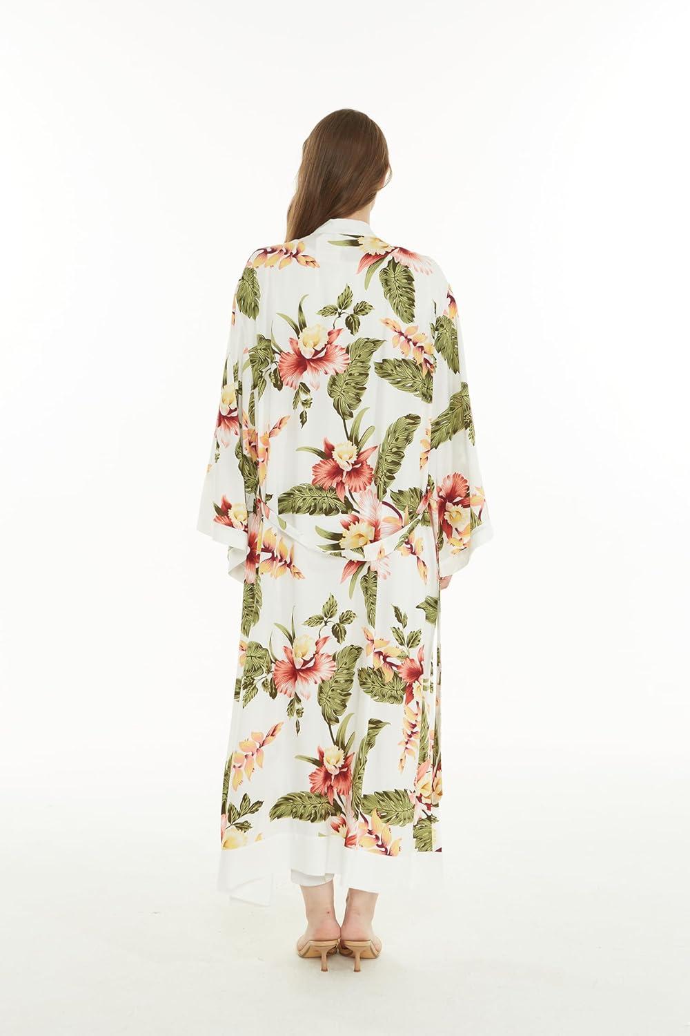imageMatchable Family Hawaiian Luau Men Women Girl Boy Clothes in Cream RafelsiaWomen Maxi Kimono Cardigan